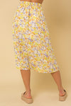 Front Slit Floral Print  Midi Skirt