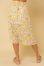 Front Slit Floral Print  Midi Skirt