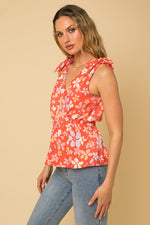 Shoulder Tie Floral Print Top