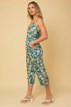 Cropped Leg Floral Sleeveless Jumpsuit