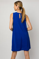 Sleeveless V-Neck Shift Dress (Royal Blue)