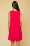 Sleeveless V-Neck Shift Dress (Hot Pink)