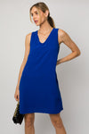 Sleeveless V-Neck Shift Dress (Royal Blue)