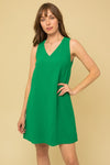 Sleeveless V-Neck Shift Dress (Kelly Green)