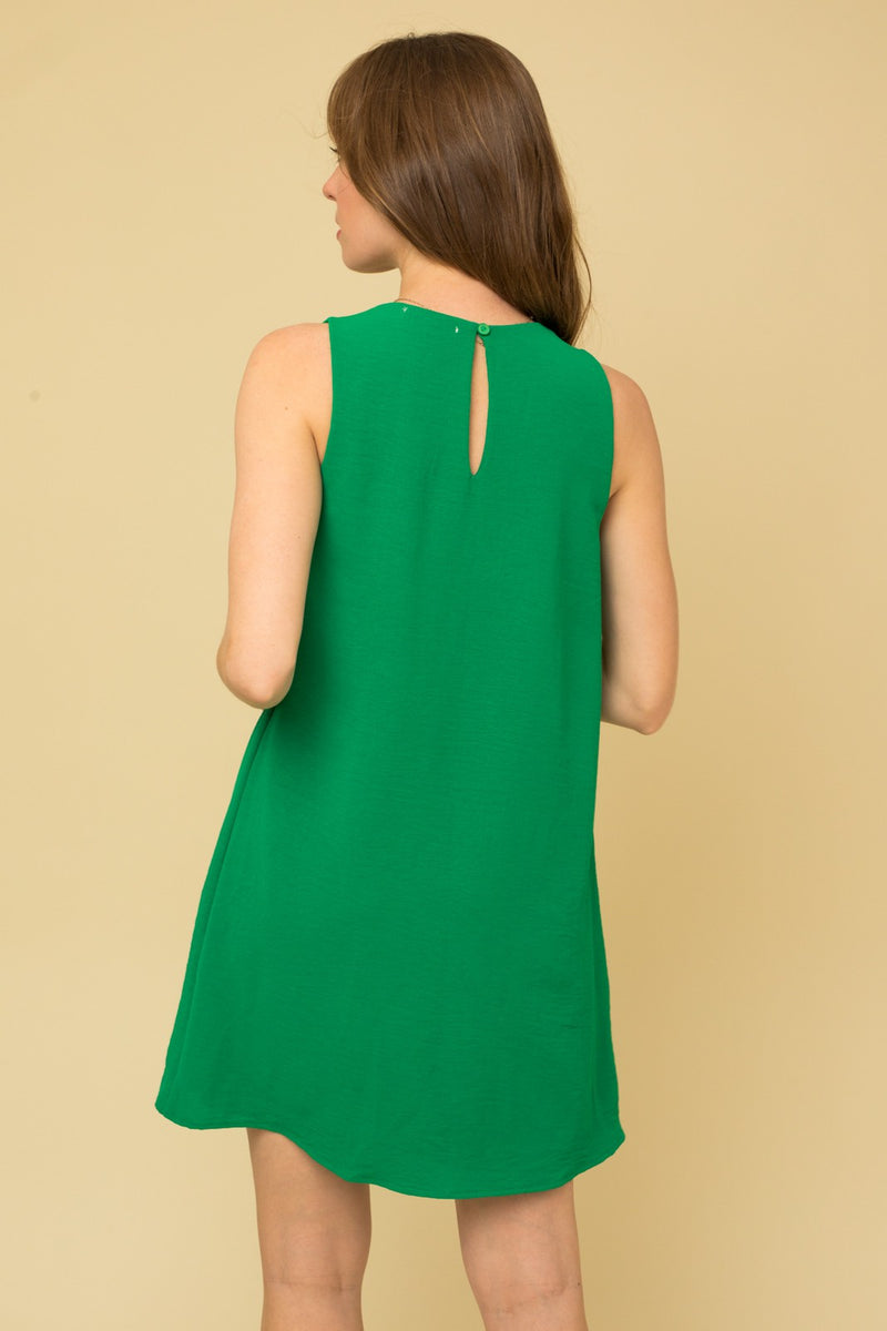 Sleeveless V-Neck Shift Dress (Kelly Green)