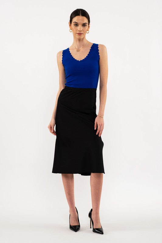 Scallop Edge Sleeveless Knit Top (Royal Blue)