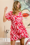 Flutter Sleeve Front Wrap Floral Print Dress