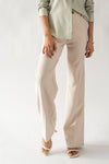 Solid Straight Leg Trousers (Beige)