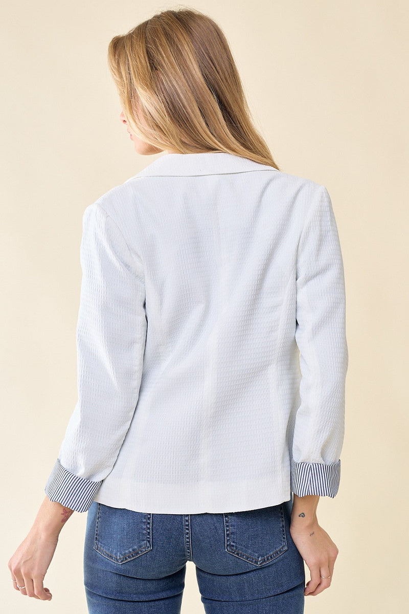 Stripe Lined Blazer (Off White)