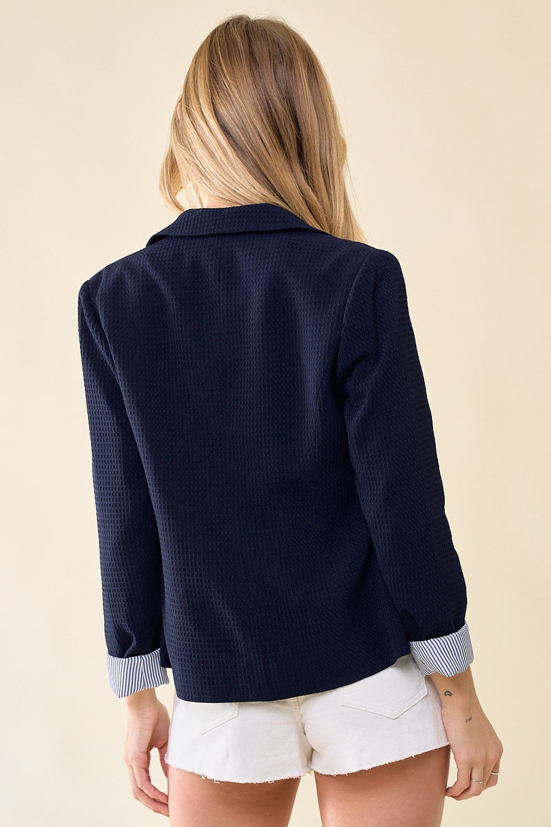 Stripe Lined Blazer (Midnight)