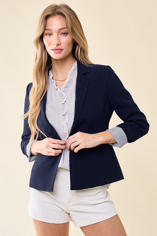 Stripe Lined Blazer (Midnight)