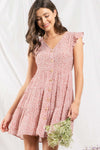 Speckled Button Front Dress