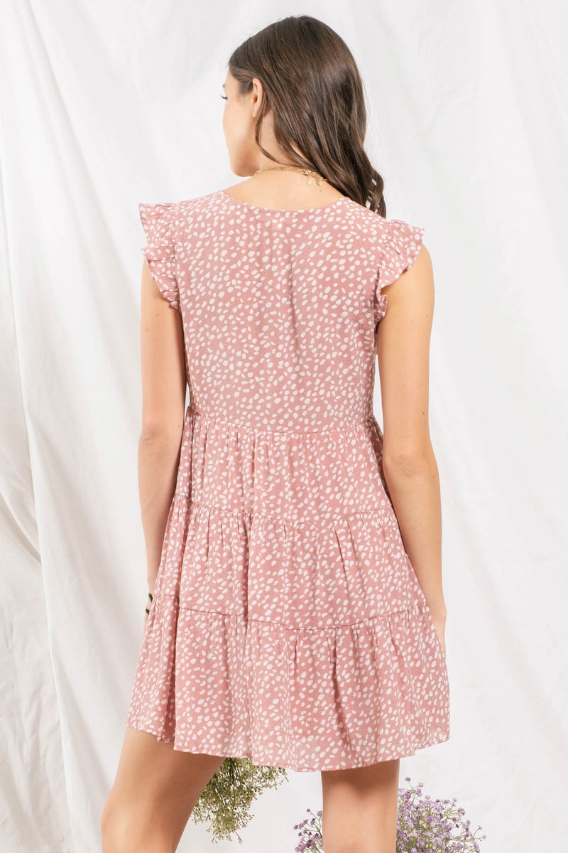 Speckled Button Front Dress