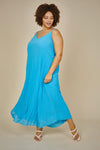 Sleeveless Pleated Maxi Dress (Plus Size - Vivid Blue)