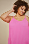 Sleeveless Pleated Maxi Dress (Plus Size - Pretty In Pink)