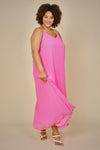 Sleeveless Pleated Maxi Dress (Plus Size - Pretty In Pink)