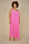 Sleeveless Pleated Maxi Dress (Plus Size - Pretty In Pink)