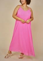 Sleeveless Pleated Maxi Dress (Plus Size - Pretty In Pink)