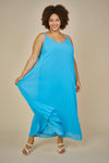 Sleeveless Pleated Maxi Dress (Plus Size - Vivid Blue)