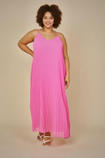 Sleeveless Pleated Maxi Dress (Plus Size - Pretty In Pink)