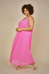 Sleeveless Pleated Maxi Dress (Plus Size - Pretty In Pink)