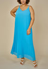 Sleeveless Pleated Maxi Dress (Plus Size - Vivid Blue)