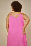 Sleeveless Pleated Maxi Dress (Plus Size - Pretty In Pink)