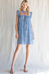Embroidery Detail Frill Sleeve Dress