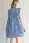 Embroidery Detail Frill Sleeve Dress