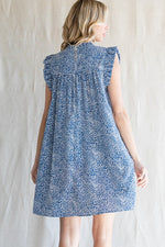 Embroidery Detail Frill Sleeve Dress