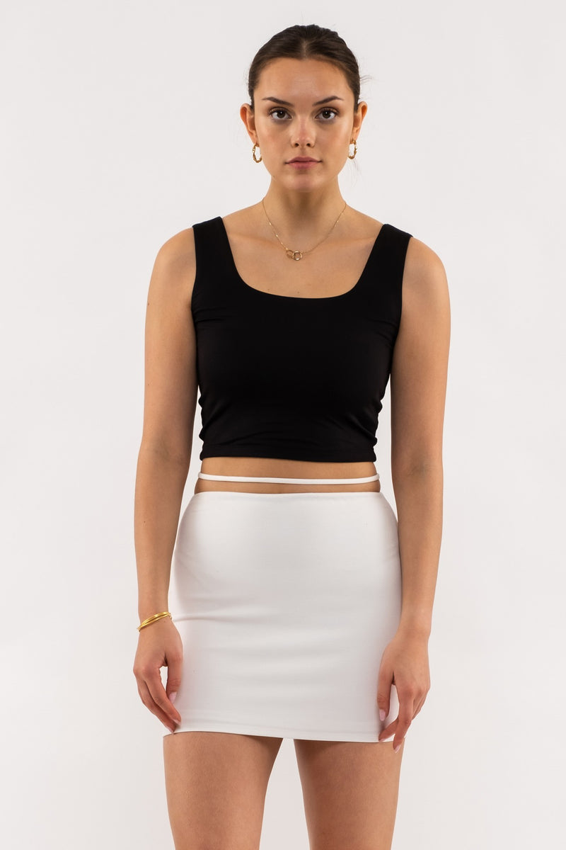 Cropped Square Neck Tank (Black)