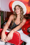 Ruffle Hem Polka Dot Bustier Top