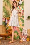 Flutter Sleeve Button Front Dress