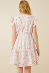 Floral Print Eyelet Ruffle Sleeve Dress