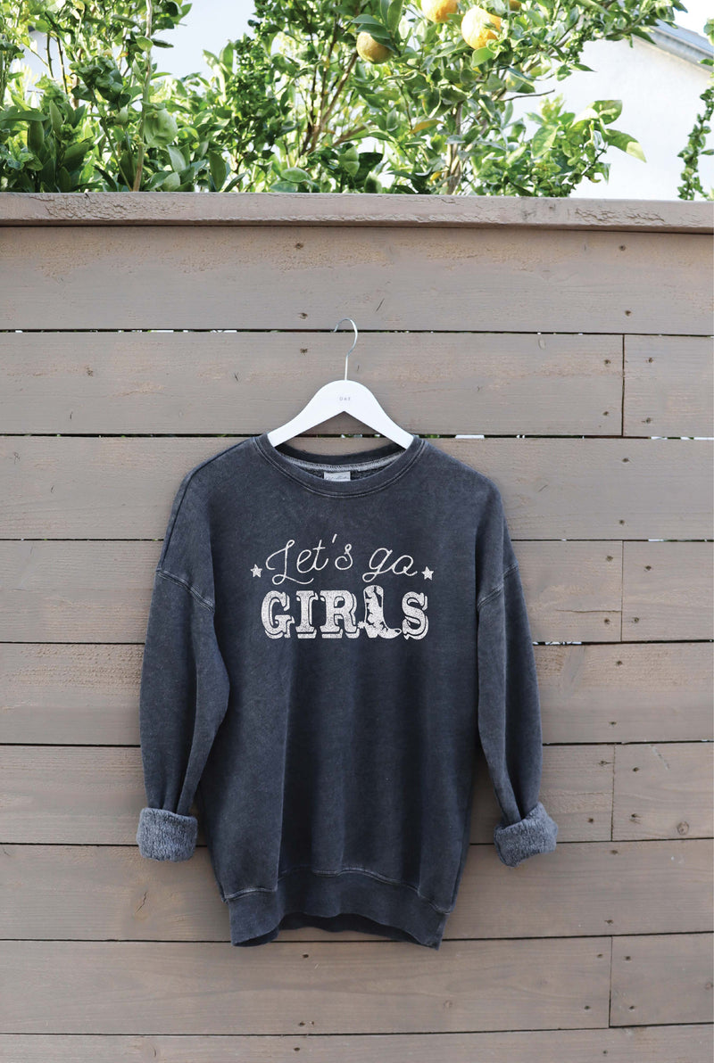 Let's Go Girls Mineral Graphic Sweatshirt - Vintage Black