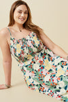 Floral Print Smocked Bust Midi Dress (Plus Size)