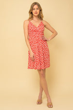 Sleeveless Flower Print Surplice Mini Dress