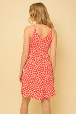 Sleeveless Flower Print Surplice Mini Dress
