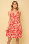 Sleeveless Flower Print Surplice Mini Dress