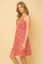 Sleeveless Flower Print Surplice Mini Dress