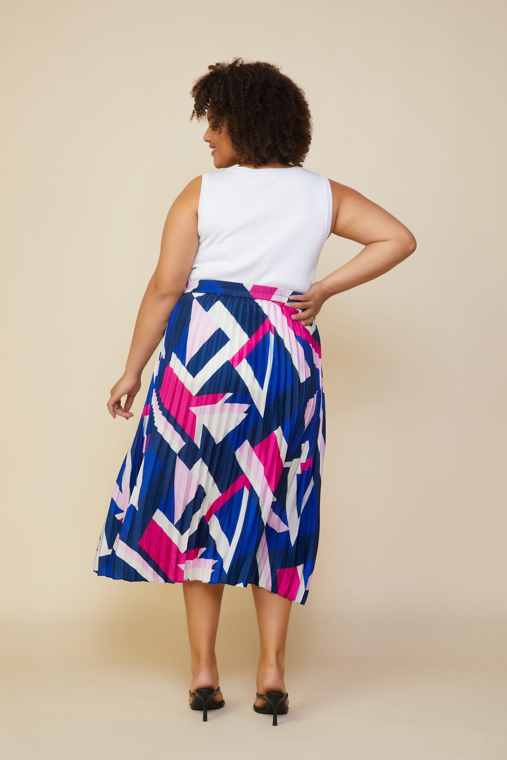 Geometric Pattern Pleated Skirt (Plus Size)