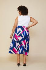 Geometric Pattern Pleated Skirt (Plus Size)