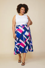 Geometric Pattern Pleated Skirt (Plus Size)