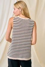 Scalloped Edge Striped Crochet Tank