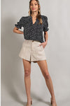 Heart Print Puff Sleeve Blouse