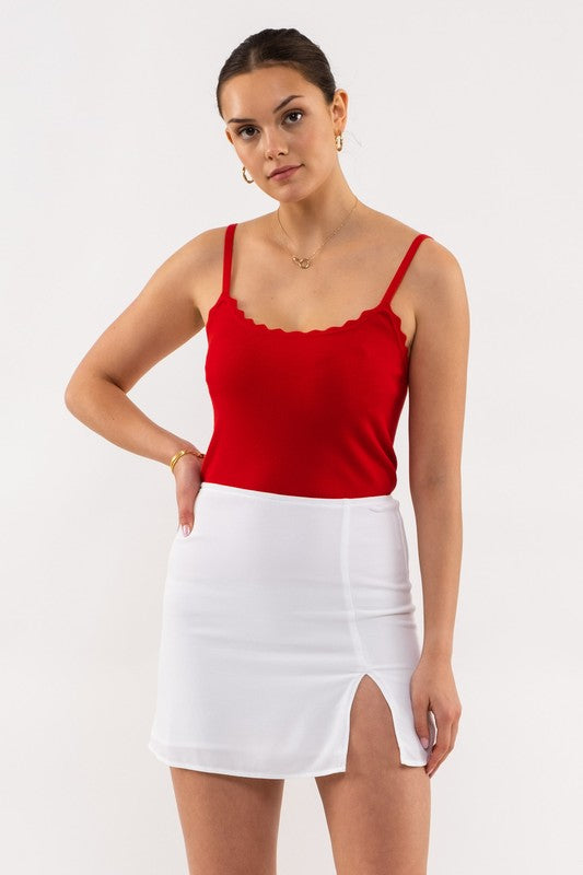 Scallop Detail Cami (Red)