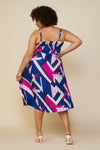 Geometric Pattern Midi Dress (Plus Size)