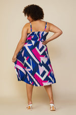 Geometric Pattern Midi Dress (Plus Size)