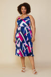 Geometric Pattern Midi Dress (Plus Size)