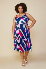 Geometric Pattern Midi Dress (Plus Size)